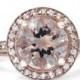 2.40CT Morganite & Diamond Halo Rose Gold Engagement Ring 14 Karat size 4-9