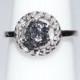 0.72 ct natural gray white black raw rough uncut diamond ring in 925 sterling silver for wedding gift free shipping!! conflict free!