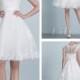 Cap Sleeves Illusion Neckline Lace Short Wedding Dress
