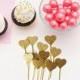 12 Heart Cupcake Toppers, Glitter Heart Cupcake Toppers, Gold Heart Cupcake Toppers, Bridal Shower Decor, Engagement Party, Wedding Decor
