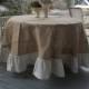 90" Ruffled Burlap Tablecloth French Country Handmade Ruffed Tablecloth Round Floor Length Wedding Decor Table Settings