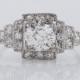Antique Engagement Ring Art Deco GIA 1.06ct Old European Cut Diamond in Vintage Platinum