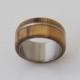 olive & titanium // Mens Wood Ring WIth Titanium Ring Mens Wedding Band Silver Ring olive wood ring