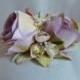 Large lilac double rose hair flower with velvet flowers and leaves, bridal hair clip, vintage style, 1940s, 1950s