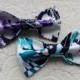 wedding bow ties set of two satin bowties blue tie violet necktie floral ties boyfriend ties gift for coworker father son cravates père fils