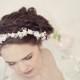 Pearl flower crown, bridal flower crown, Wedding tiara with pearls and babys breath flowers, Wedding flower crown, style ***Eve***