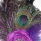 Custom Wedding, Peacock Wedding, Purple,Purple Flower, Hair fascinator, 1920s, Feather fascinator, Bride, Bridal, Flower girl