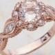 14K Vintage Rose Gold Engagement Ring Center Is A Round Morganite