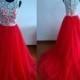 Red prom dress long prom gown ball gown dress lace prom dress lace dress homecoming dress evening dress ball dress Color#1