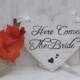 Here Comes The Bride Sign Heart Chair Signs Photography Props Rustic Wood Wedding Ring Bearer Flower Girl