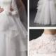Short Sleeves High Neckline Natural Waist Floor Length Ball Gown Wedding Dress