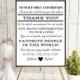 Wedding Thank You Sign Printable - Personalized