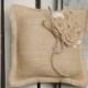 8" x 8" Natural Burlap Ring Bearer Pillow w/ Burlap Rosettes and Jute Twine Detail- Rustic/Country/Shabby Chic/Folk/Wedding-Barn Wedding