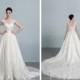 Lace V-neck and V-back A-line Wedding Dress