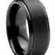 Men's Black Ring 8mm Tungsten Carbide BLACK Men's Wedding Band Men's Engagement Ring Tungsten Ring Black Band Mens Ring Women's Ring Jewelry