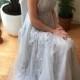 Gray Blue Lace Wedding Dress