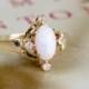 Art Deco Opal Diamond Engagement Ring, 1ct Opal Engagement Ring, Antique Engagement Ring, Alternative Engagement Ring, 14k Gold Opal Ring