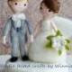 Needle felted wedding dolls with base- handmade wool OOAK Bride and Groom cake topper