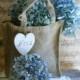 Burlap Flower Girl Basket/Bag Rustic Wedding Decor Personalized Wood Heart Charm