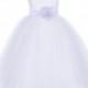 Short sleeves White Flower Girl dress V-shaped neckline pageant wedding bridal recital children tulle bridesmaid toddler 2 4 6 8 10 12 