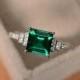 Lab created emerald ring, sterling silver, square cut engagement ring, May birthstone ring, promise ring