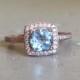 Rose Gold Aquamarine Ring- Engagement Ring- Bridal Ring- Rose Gold Ring- Wedding Ring- Aquamarine Ring- Aquamarine- March Birthstone Ring