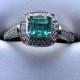 Genuine Green Emerald Princess Cushion Cut Diamond 14k White Gold Ring handmade size 5 6 7 8 9 fine jewelry custom Blue Zircon Aquamarine