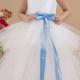 Bowknot Straps Zipper Tiers White Ruched Tea Length Sleeveless Tulle