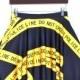 Womens Boutique Hot Selling Digital Printing Yellow Warning Stripe Pleated Skirts Skt1174