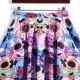 Hot Selling Digital Printing Color Skull Pattern Pleated Skirts Skt1171