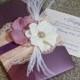VINTAGE GLAMOUR: Lace Wedding Invitation, Plum Wedding Invitation, Purple Wedding Pocketfold Invitation, Vintage Wedding Invitation, Blush
