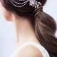 SALE- Bridal Headpiece, Bridal Chain Headpiece, Wedding Rhinestone Comb, Silver Rhinestone Hairpiece, Wedding Hairpiece