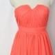 Coral Bridesmaid Dress Short Sweetheart Dress Chiffon Coral Strapless Dress-Custom Dress