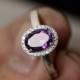 Natural Amethyst Ring Oval Purple Gemstone Ring Sterling Silver February Birthstone Ring