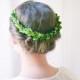 Green crown, Leaf halo, Woodland wedding hair accessories, Bridal headpiece, Wreath - NYMPH