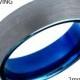 Tungsten Ring Mens Blue Brushed SilverWedding Band Tungsten Carbide 8mm Tungsten Man Wedding Male Women Anniversary Matching All Sizes