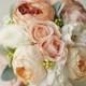 Wedding Flowers, Roses Bridal Bouquet, Silk Wedding Flowers, Roses Hydrangeas Bouquet, Vintage Wedding, Shabby Chic Wedding Bride Bridesmade