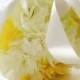 Fabric flower pomander, Yellow and white pomander, fabric flower kissing ball, wedding accessories, flowergirl pomander, bridesmaid pomander