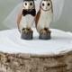 snow owl-barn owl-barn-wedding-cake topper-county wedding-owl lover-bride and groom-fall-winter-clay-ivory veil-rustic-Mr and Mrs-owl topper