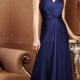 V-neck Zipper Chiffon Tulle Appliques Floor Length Navy Cap Sleeves Ruched