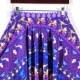 Womens Hot Digital Printing On Purple Monkey Pleated Skirt Skt1146