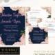 Printable Wedding Invitations, Navy, Printable Invitations, Floral
