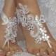 White, champagne  or ivory bridal anklet,Beach wedding barefoot sandals, ,bangle, wedding anklet, free ship, anklet, bridal, wedding