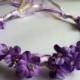 24 Flower Bridal, Bridesmaid, Flower Girl or Communion Floral Ribbon Crown Halo Head Piece Wreath Garland Purple Ivory C-Katie