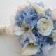 Wedding Bouquet Blue And White  / BlueHydrangeas, Calla lilies, Roses and Orchids