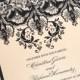 Damask Wedding Invitation Elegant Wedding Invitation - Floral Wedding Invitation - Vintage Invitation Black Ivory - Christina Sample