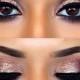 Gold And Burgundy Eye Makeup With Black Details