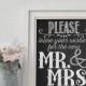 70% CLEARANCE THRU 7/30 Please leave your wishes for the new Mr and Mrs, wedding chalkboard printable, wedding signs, 11x14 reception decor,