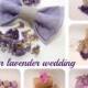 Embroidered set for LAVENDER wedding Set of 1(one) bow tie, 10 favor bags, 10 napkin rings Linen Grey Lilac Made to order in any colors