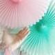Party Decor Paper Fans .... Pick Your Colors // weddings // birthdays// party decorations // candy dessert buffet table  // peach coral aqua
